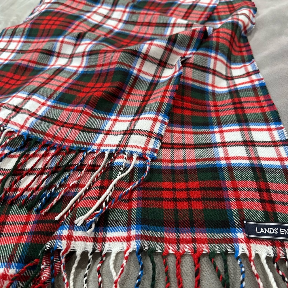 Lands' End Red Plaid Scarf